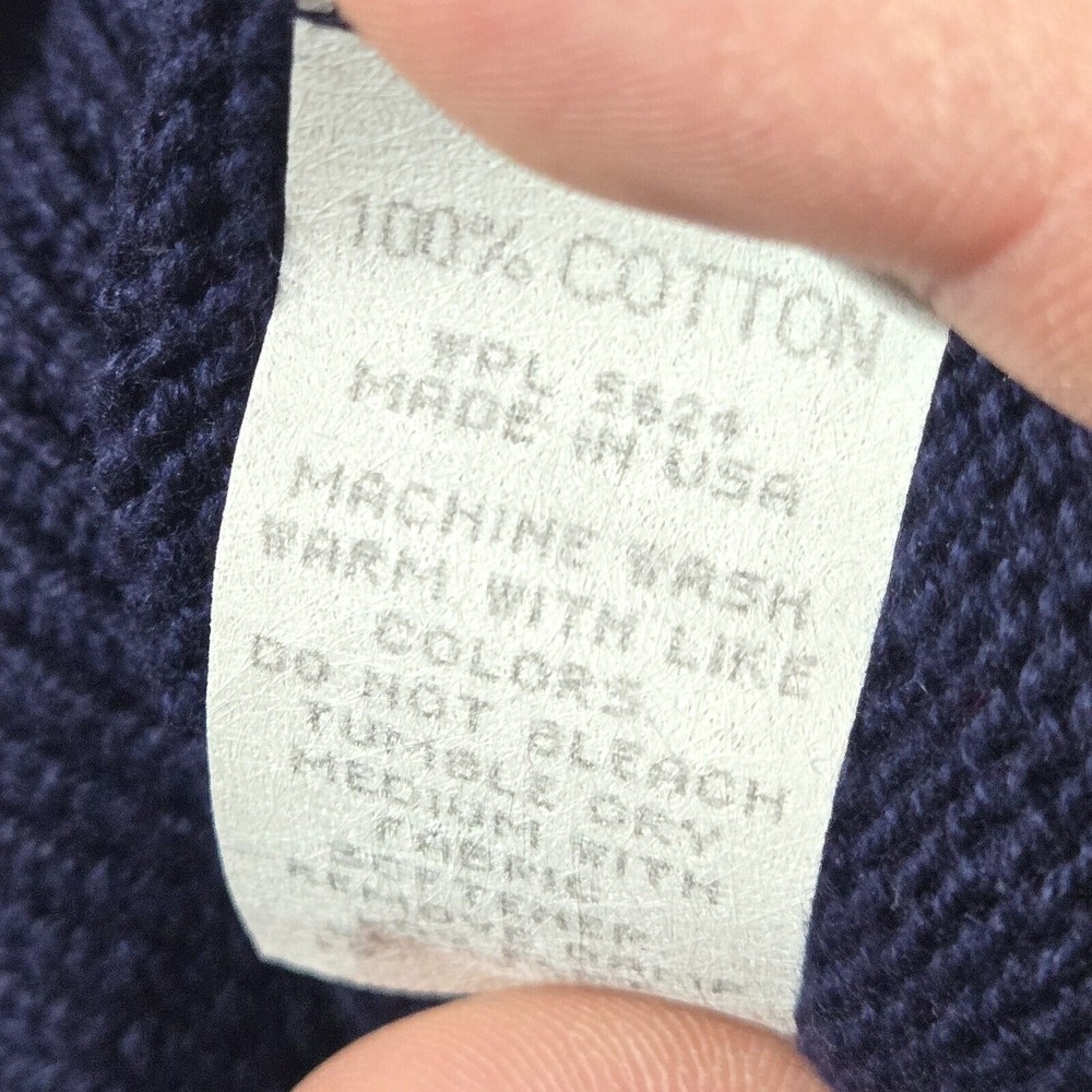 VINTAGE‎ Isle Of Cotton Mens Sweater Pullover Cotton Navy Blue V Neck USA XL NWT - Picture 5 of 7